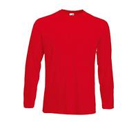 Fruit of the Loom Maglia a maniche lunghe, da uomo, tinta unita, scollo rotondo Rosso M