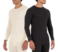 Fruit of the Loom, Maglia Intima Termica da Uomo, a Girocollo, in Tessuto a Nido d'Ape Riciclato (Confezione da 1 Pezzo e da 2 Pezzi), Nero/Naturale, Small