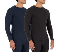 Fruit of the Loom, Maglia intima termica da uomo, a girocollo, in tessuto a nido d'ape riciclato (confezione da 1 pezzo e da 2 pezzi), nero/blu marino., M