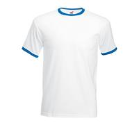 Fruit of the Loom - Maglietta 100% Cotone - Uomo (S) (Bianco/Blu Reale)