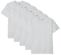 Fruit of the Loom Maglietta a Maniche Corte da Uomo Super Premium (Confezione da 5), Grigio mlange, S