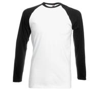 Fruit Of The Loom - Maglietta a maniche lunghe, stile da baseball White/ Black Large