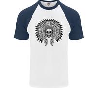 Fruit of the Loom Maglietta Baseball Uomo Cotone Stampata Teschio Indian