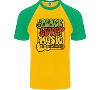 Fruit of the Loom Maglietta Baseball Uomo S/S Cotone Collo Rotondo Flower Power