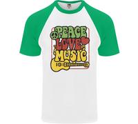 Fruit of the Loom Maglietta Baseball Uomo S/S Cotone Collo Rotondo Flower Power