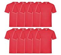 Fruit of The Loom - Maglietta da Ragazzo, 10 Pezzi Rosso 3-4 Anni