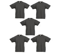 Fruit of the Loom, Maglietta da ragazzo, 61-019-0, confezione da 5, Grafite, 7-8 Anni