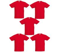 Fruit of the Loom, Maglietta da ragazzo, 61-019-0, confezione da 5, Rosso, 7-8 Anni