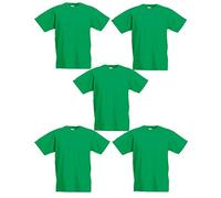 Fruit of the Loom, Maglietta da ragazzo, 61-019-0, confezione da 5, Verde kelly, 7-8 Anni