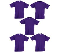 Fruit of the Loom, Maglietta da ragazzo, 61-019-0, confezione da 5, Viola, 7-8 Anni