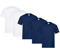 Fruit of the Loom Maglietta da uomo, confezione da 5, 3 x blu navy + 2 x bianco + 1 blocco note Hl, XL