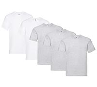 Fruit of the Loom T-shirt originale da uomo, confezione da 5, 3 grigio 2 bianco + 1 blocco note, XXL