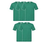 Fruit of the Loom Maglietta da uomo Valueweight, confezione da 5, Retro verde mélange + sacca Myshirt, XXL