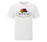 Fruit of the Loom - Maglietta iconica 150 con logo vintage sul petto, Bianco - Logo vintage grande, XL