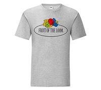 Fruit of the Loom - Maglietta iconica 150 con logo vintage sul petto, Grigio melange, logo vintage grande, S
