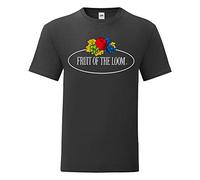 Fruit of the Loom - Maglietta iconica 150 con logo vintage sul petto, Nero - Logo vintage grande, S