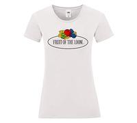 Fruit of the Loom Maglietta Ladies Iconic 150 con logo vintage sul petto, Bianco - Logo vintage grande, XL
