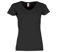Fruit of the Loom Maglietta Ladies Iconic 150 V-Neck, Nero , XS