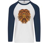 Fruit of the Loom Mandala Art Lion Uomo Maglia Baseball Manica Lunga