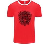 Fruit of the Loom Mandala Lion Uomo Ringer T-Shirt in Cotone Girocollo