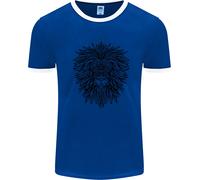 Fruit of the Loom Mandala Lion Uomo Ringer T-Shirt in Cotone Girocollo