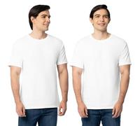 Fruit of The Loom Mens Eversoft Cotton Shirts, Breathable & Moisture Wicking with Odor Control, Sizes S-4x, Crew - 2 Pack - White, Medium US