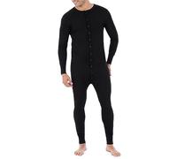 Fruit of the Loom Men's Premium Thermal Union Suit, Black, Large.