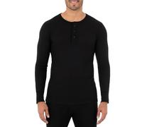 Fruit of the Loom Men's Recycled Waffle Thermal Underwear Henley Top (1 And 2 Packs), Black, X-Large