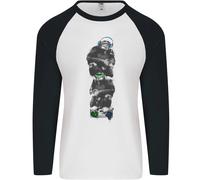 Fruit of the Loom Monkey Music Ghetto Blaster Retro Maglia a Maniche Lunghe Uomo