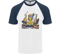 Fruit of the Loom Octopus Drummer T-Shirt Baseball Uomo Cotone