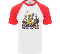 Fruit of the Loom Octopus Drummer T-Shirt Baseball Uomo Cotone