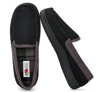 Fruit of the Loom Pantofola veneziana da uomo in microsuede - Confortevole, suola in memory foam, Zapatillas Cómodas interno/esterno, lavabile in lavatrice, nero, 13-14