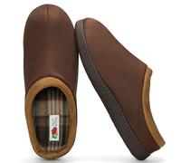 Fruit of the Loom Pantofole da uomo in memory foam - zoccoli in microsuede - interno/esterno, lavabili in lavatrice Zapatillas Cómodas, Marrone, 13-14