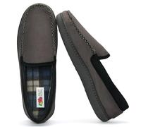 Fruit of the Loom Pantofole in memory foam per uomo, in microsuede veneziano, per interni/esterni, scarpe da casa in peluche per camera da letto, Grigio, 13-14
