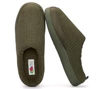 Fruit of the Loom Pantuflas - Pantofole da uomo a nido d'ape, in pile, suola in memory foam, per interni/esterni, lavabili in lavatrice, Oliva, 41/43 EU