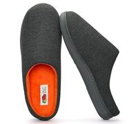 Fruit of the Loom Pantuflas - Pantofole da uomo in jersey a costine, suola in memory foam, per interni/esterni, lavabili in lavatrice, Carbone, 7-8