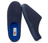 Fruit of the Loom Pantuflas - Pantofole da uomo in jersey a costine, suola in memory foam, per interni/esterni, lavabili in lavatrice, Navy, 41/43 EU
