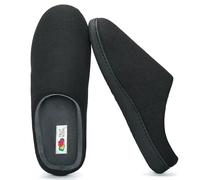 Fruit of the Loom Pantuflas - Pantofole da uomo in jersey a costine, suola in memory foam, per interni/esterni, lavabili in lavatrice, nero, 13-14