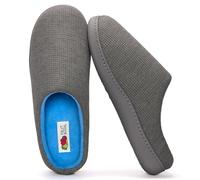 Fruit of the Loom Pantuflas - Pantofole da uomo in jersey a costine, suola in memory foam, per interni/esterni, lavabili in lavatrice, Grigio, 7-8