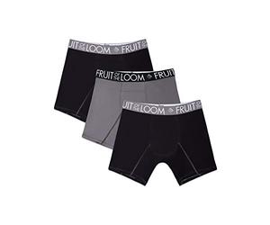 Fruit of the Loom Performance Cooling Boxer Briefs Corti, Nero/Grigio, Large Uomo