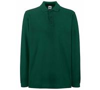 Fruit of the Loom - Polo a maniche lunghe, in cotone Forest Green XXL