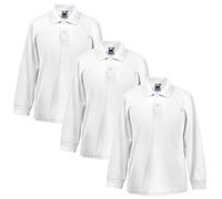 Fruit of the Loom - Polo a maniche lunghe per bambini, 3 x bianco., 5-6 Anni