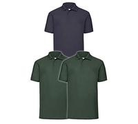Fruit of the Loom Polo da uomo (confezione da 3), 2 verde falso 1blu scuro, L