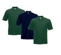 Fruit of the Loom Polo da uomo (confezione da 3), 2 verde falso 1blu scuro, XXXL