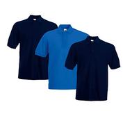 Fruit of the Loom Polo da uomo (confezione da 3), 2Deep Navy1Royal, M