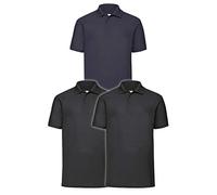 Fruit of the Loom Polo da uomo (confezione da 3), 2nero/blu scuro, XXL