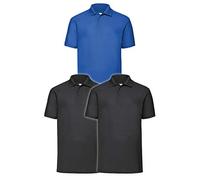 Fruit of the Loom Polo da uomo (confezione da 3), 2nero/blu, XL