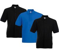 Fruit of the Loom Polo da uomo (confezione da 3), 2nero/blu, XXL