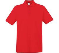 Fruit of The Loom, Polo da Uomo, in Cotone, qualità Premium, Bottoni in Tinta Red Medium