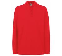 Fruit Of The Loom, Polo Manica Lunga, Uomo, Rosso, Large